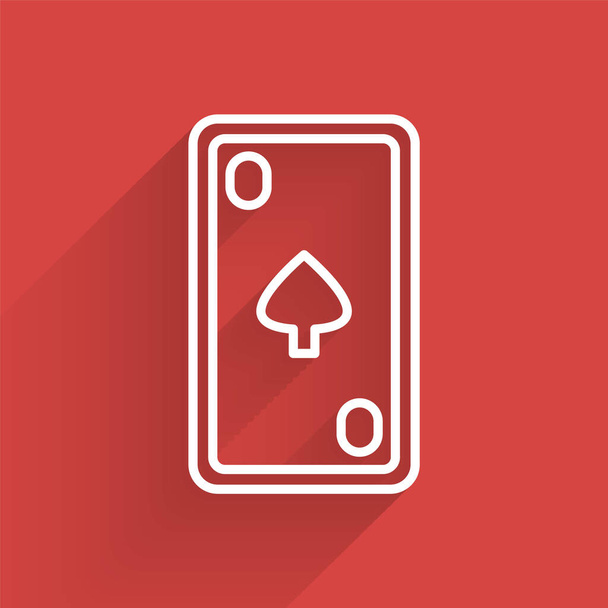 White line Playing card with diamonds symbol icon isolated with long shadow. Casino gambling.  Vector Illustration - Vector, Image