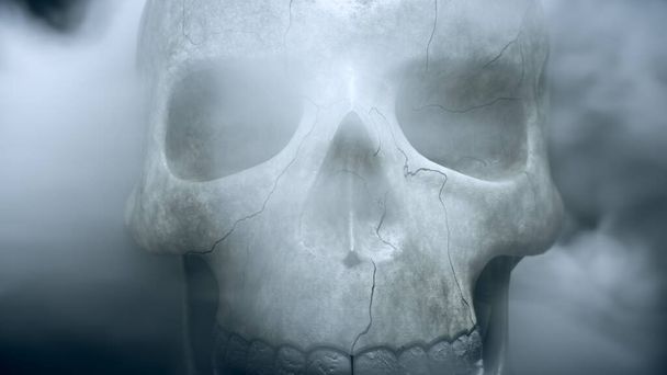 Teschio di scheletro strutturato in fumo, Il concetto di orrore. Illustrazione 3d
 - Foto, immagini