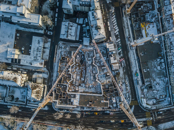Вид с воздуха на строительную площадку - Фото, изображение