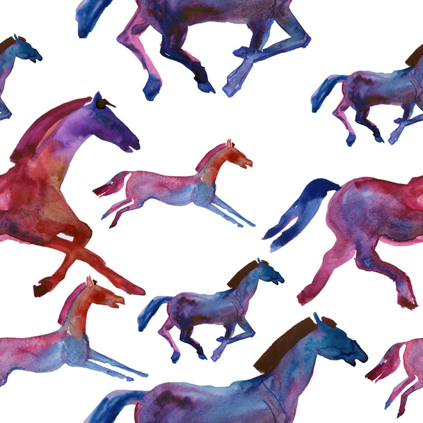 Seamless pattern composed of running horses - Photo, Image