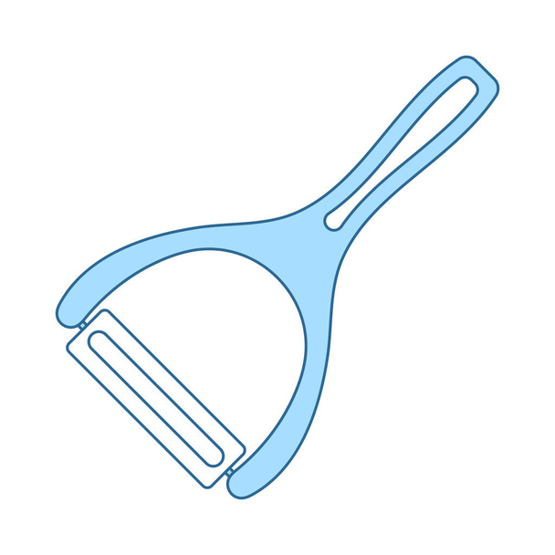Gemüseschäler-Symbol. dünne Linie mit blauer Füllung. Vektorillustration. - Vektor, Bild