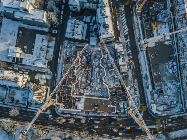 工事現場の空中風景 - 写真・画像