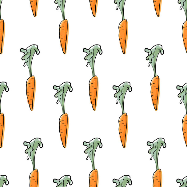 Motif vectoriel sans couture avec des carottes orange sur fond blanc
. - Vecteur, image