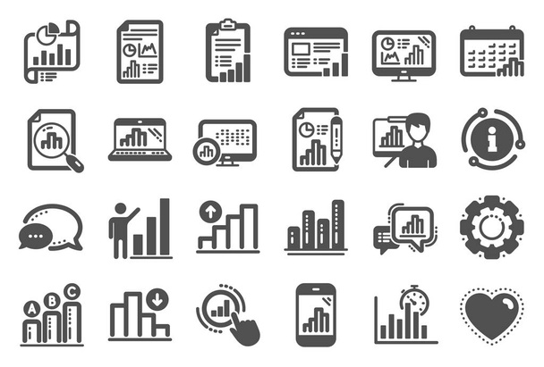 Graph icons. Set of Chart presentation, Report and Increase grow - Wektor, obraz