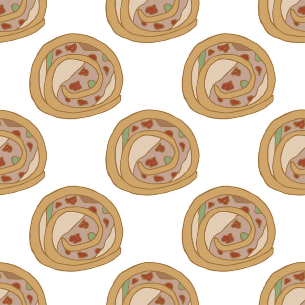 Seamless pattern with pastries.Hand drawn vector illustration. - Vector, Image