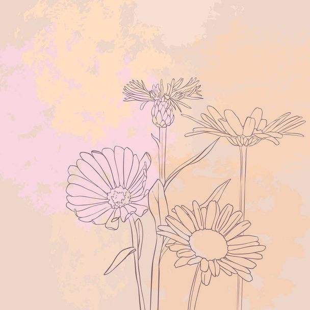 vector drawing flowers - Vettoriali, immagini
