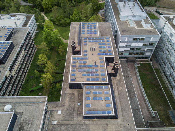 Aerial view of solar roof in rural area - Фото, зображення