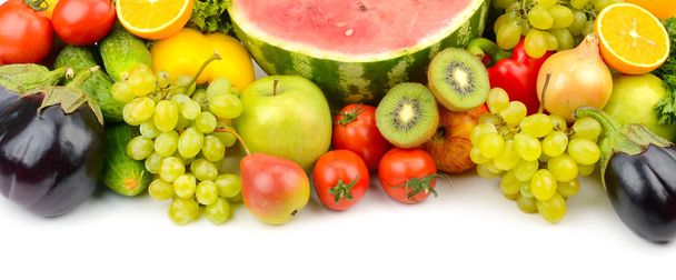 Raccolta di frutta e verdura isolata su bianco per il vostro p
 - Foto, immagini
