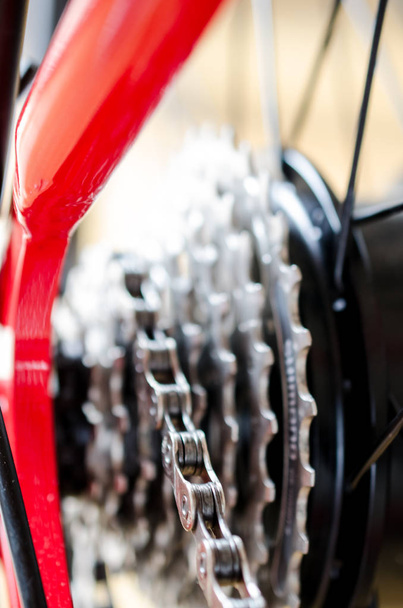 Close up of bicylce gear on background,close up - Foto, Imagem
