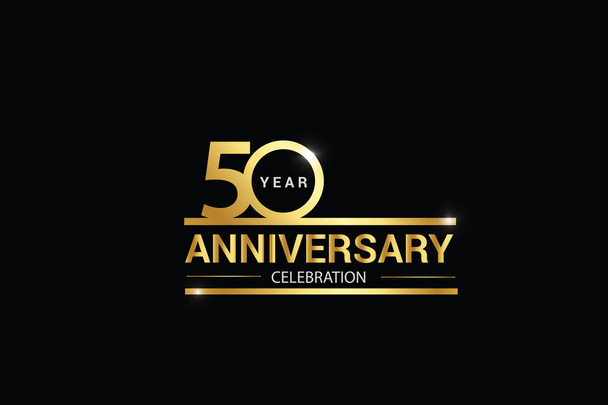 Logotyp z okazji 50-lecia. logo rocznicy ze złotym i iskrowym jasnobiałym kolorem odizolowanym na czarnym tle, projekt wektorowy na uroczystość, zaproszenie i kartka okolicznościowa - wektor - Wektor, obraz