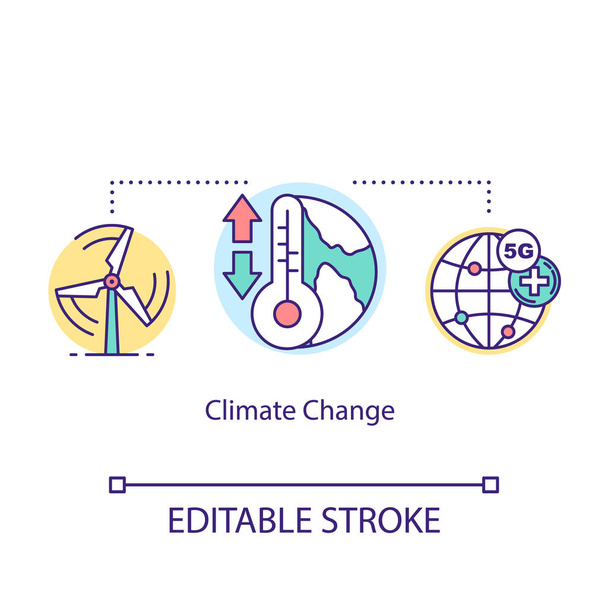 Éghajlatváltozási koncepció ikon. 5g technológiák ötlet vékony vonal illu - Vektor, kép