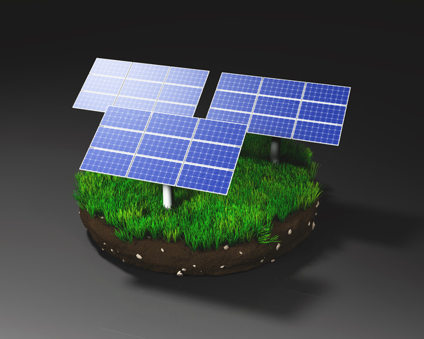 Panneaux solaires sur motte de terre
 - Photo, image