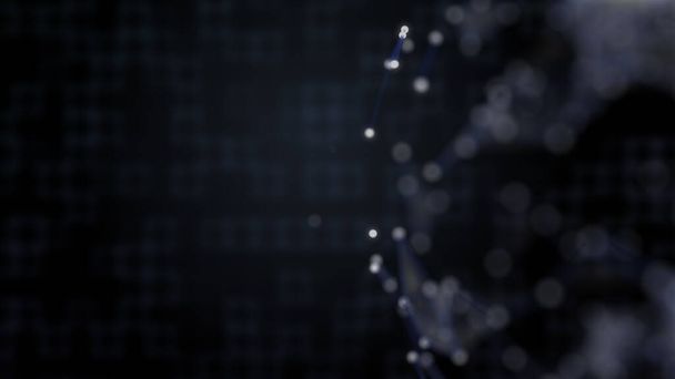 Fondo futurista. Imagen borrosa abstracta de cuadrados azules conectados togerher en la conexión de negro y plexo en la vanguardia
. - Foto, Imagen