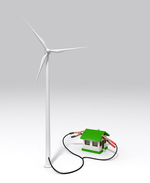 Générateur éolien charge une petite maison
 - Photo, image