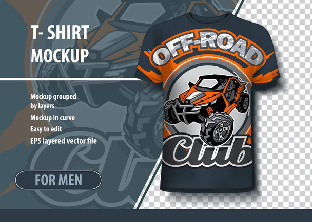 Mock-up των T-shirts με το λογότυπο του Utv Buggy off-road club - Διάνυσμα, εικόνα