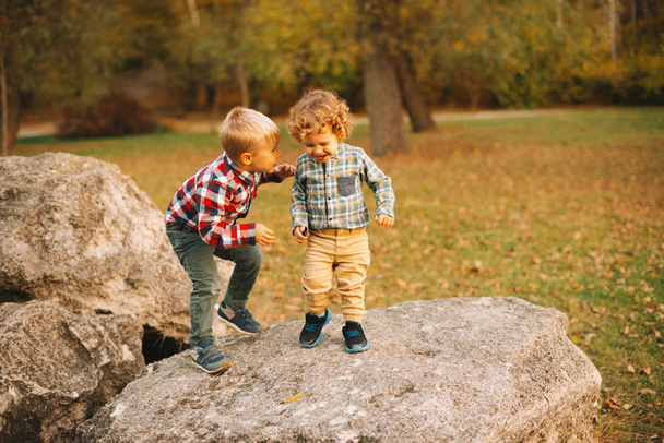 Onnelliset pikkuveljet nauttivat ajasta yhdessä ja hauskaa
 - Valokuva, kuva