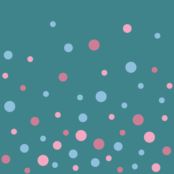 Modèle vectoriel sans couture arc-en-ciel pastel avec des pois bleus, roses, violets et fond vert
 - Vecteur, image