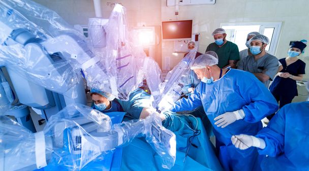 Medical robot. Robotic Surgery. Medical operation involving robot. Minimally Invasive Robotic Surgery with the da Vinci Surgical System. - Valokuva, kuva