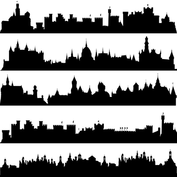 Silhouetten von Städten und Burgen - Foto, Bild