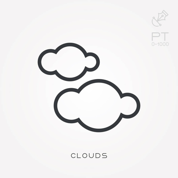 Line icon clouds. Simple vector illustration with ability to change. - Vector, afbeelding