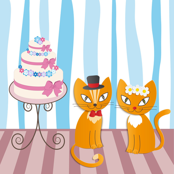 pareja romántica de dos gatos amorosos - Ilustración
 - Vector, imagen