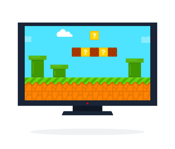 Arcade game on the LCD panel flat isolated - Vector, Image