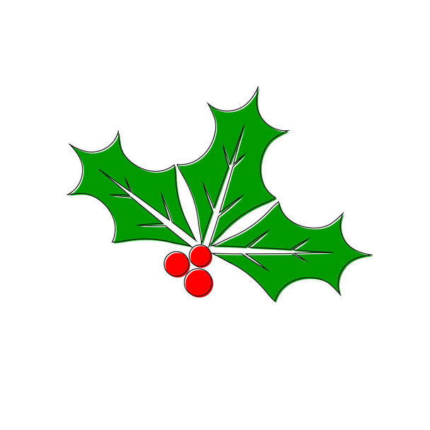 Stechbeeren-Ikone, Weihnachtsmistel, Grafik-Design-Vorlage, Weihnachtssymbol, Vektorillustration - Vektor, Bild
