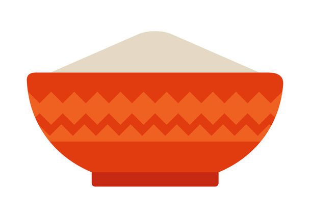 Deep ceramic bowl with flour flat icon vector isolated - Vector, Image