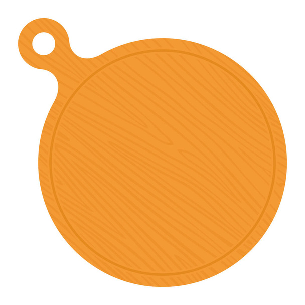 Round wooden pizza serving board flat icon vector isolated - Vector, Image