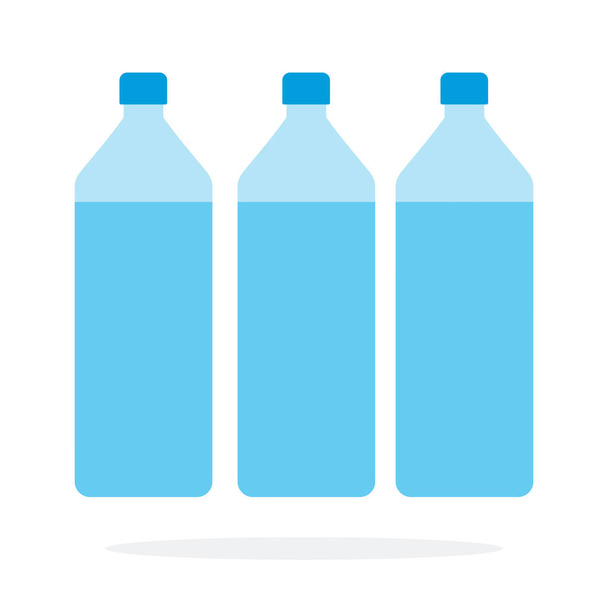 Three bottles of water flat isolated - Vector, Image