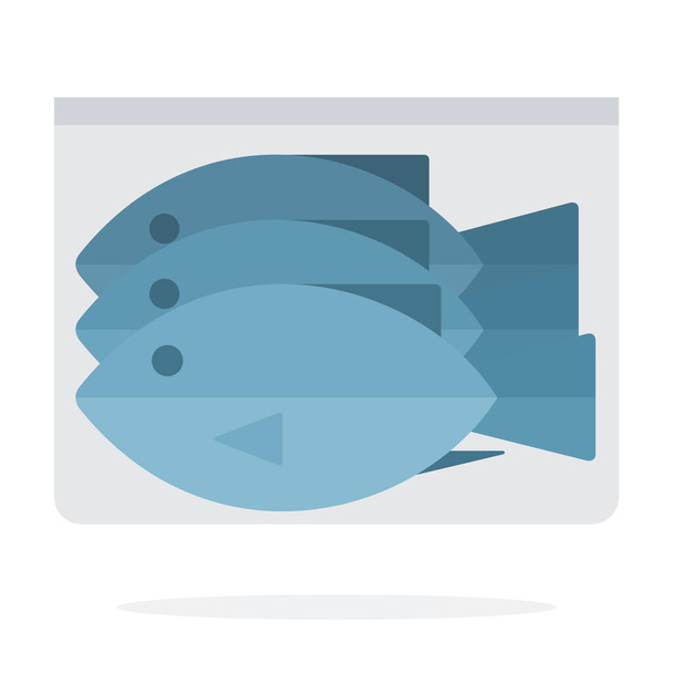 Ryby zamrożone w izolowanym opakowaniu próżniowym - Wektor, obraz