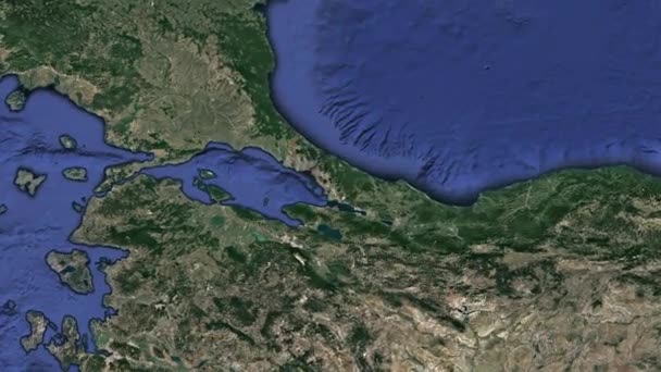 Gran proyecto. El Canal de Estambul es una proyección turca para la vía navegable artificial a nivel del mar, que está siendo construida por Turquía en el lado europeo de los turcos, conectando el Mar Negro con Mármara. Kanal Estambul. Mapa del mar cartografía 3d animación estrecho
. - Metraje, vídeo