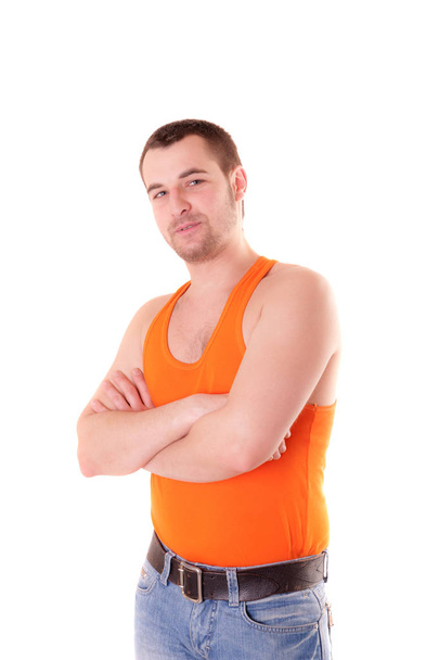 egy narancssárga póló férfi - Fotó, kép