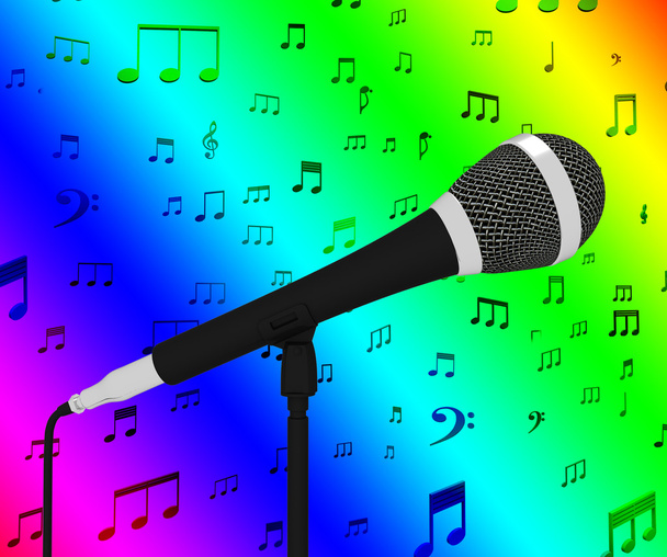 Microphone Gros plan avec notes musicales montre des chansons ou des coups
 - Photo, image