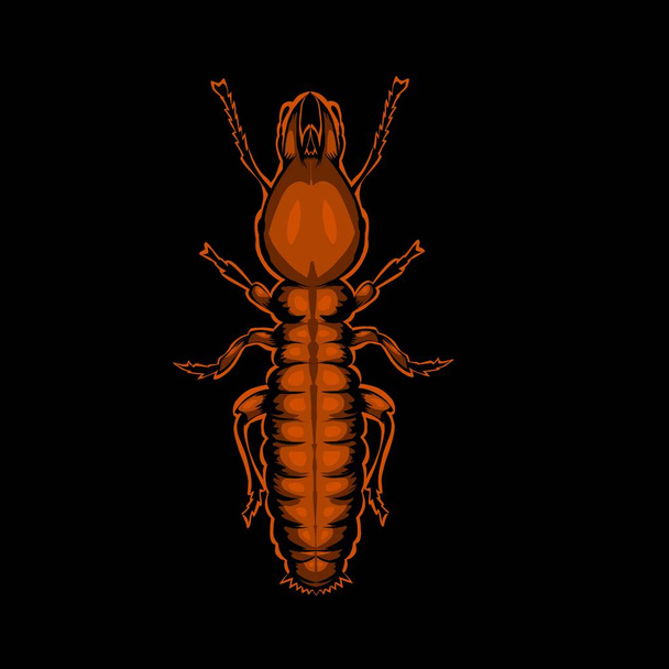 Simple design of illustration termite on black background  - Vector, Image