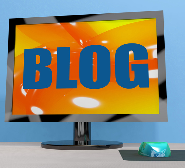 blog στην οθόνη δείχνει blogging ή weblog σε απευθείας σύνδεση - Φωτογραφία, εικόνα