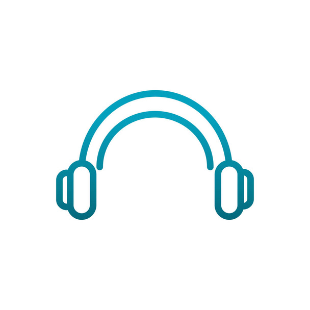 headphones sound music communications gradient line - Vector, Image
