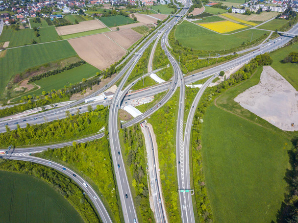 Aerial view of highway intersection in Zurich, Switzerland - Photo, Image