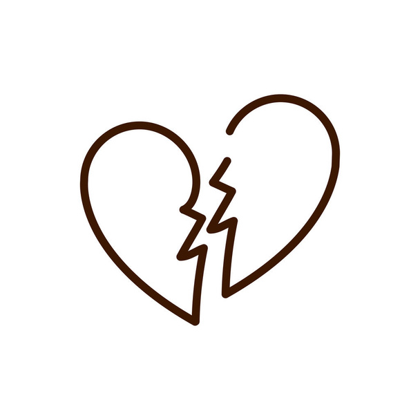 broken love heart romantic breakup relation related icon thick line - Vector, Imagen