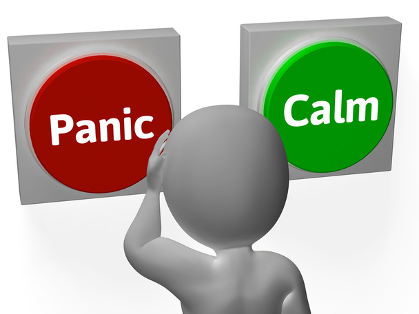 Botões de pânico calmo mostram preocupação ou tranquilidade
 - Foto, Imagem
