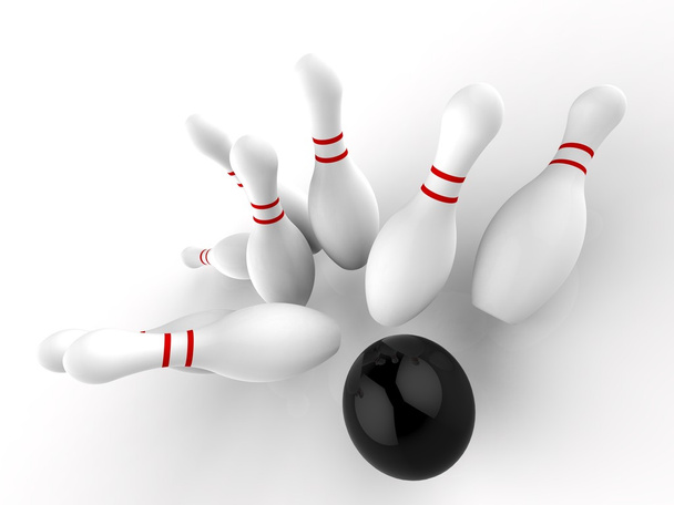 Bowling Strike Shows Winning Skittles Game - Photo, Image