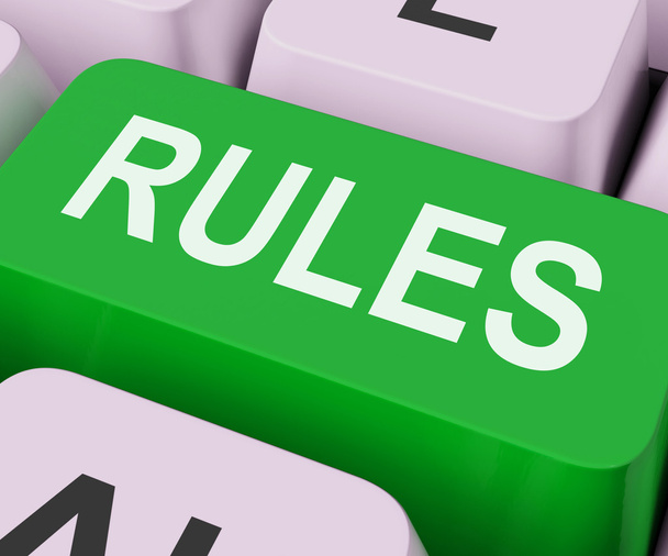 κανόνες κλειδιά δείχνει πολιτική καθοδήγηση ή κανονισμούς - Φωτογραφία, εικόνα