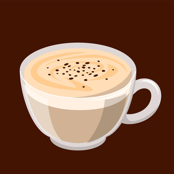 Small cup of capuccino vector isolated. Tasty hot coffee - Vector, Image
