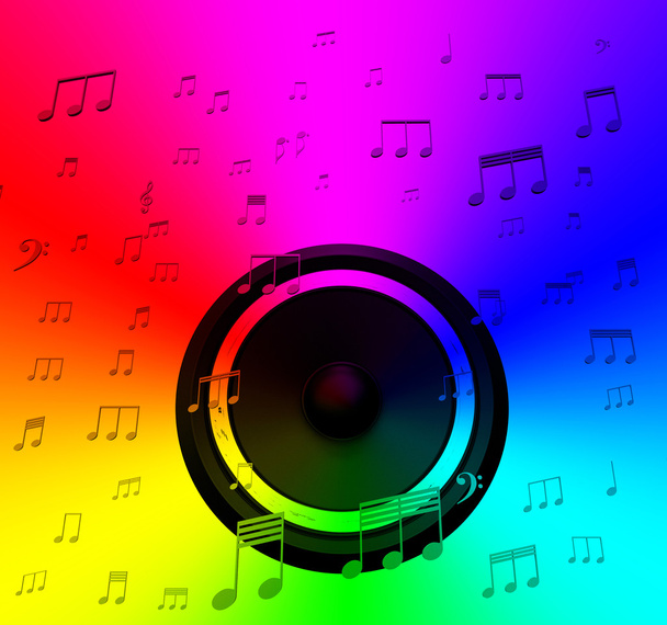 Speaker And Musical Notes Shows Music Disco Or Concert - Foto, imagen