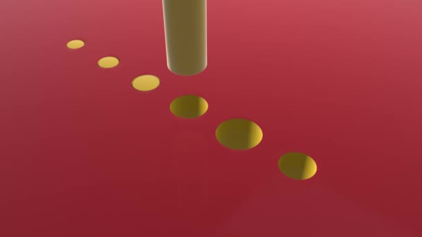 Animación 3D de agujeros redondos que incluyen cilindros, este último intenta penetrar en el cubo, pero se rompe en fragmentos
. - Imágenes, Vídeo