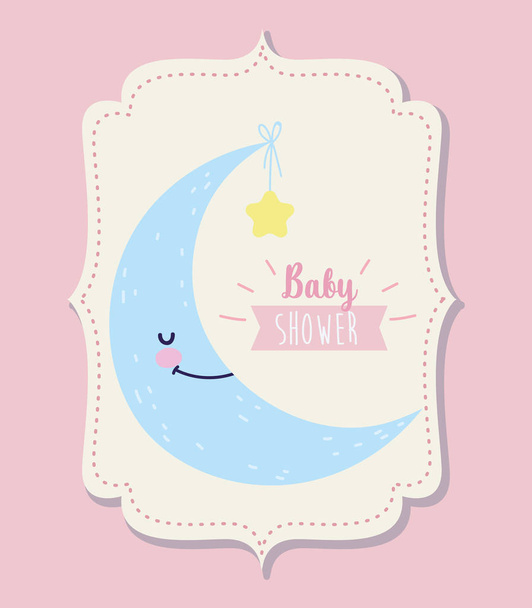 Baby-Dusche niedlichen halben Mond hängenden Stern - Vektor, Bild