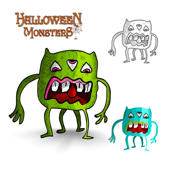 Monstruos de Halloween cuatro patas freak archivo EPS10
. - Vector, Imagen