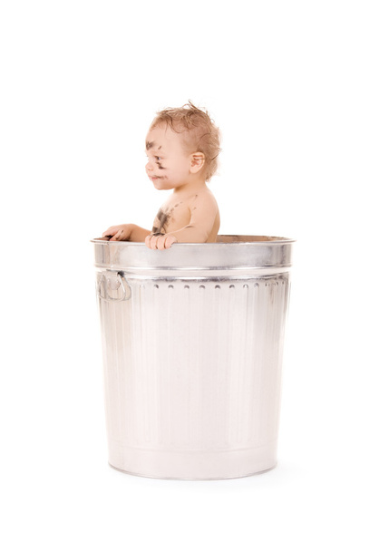 Baby in trash can - Foto, imagen