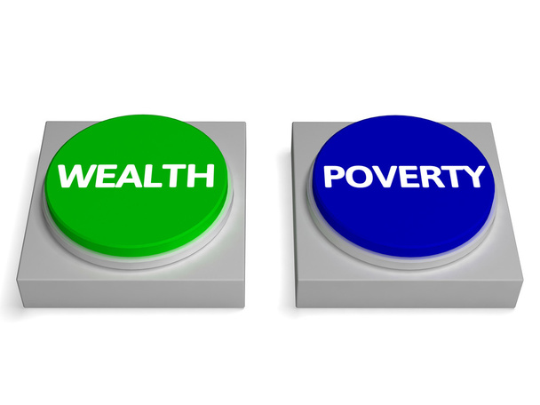 Botones de pobreza de riqueza muestra ricos o sin dinero
 - Foto, Imagen