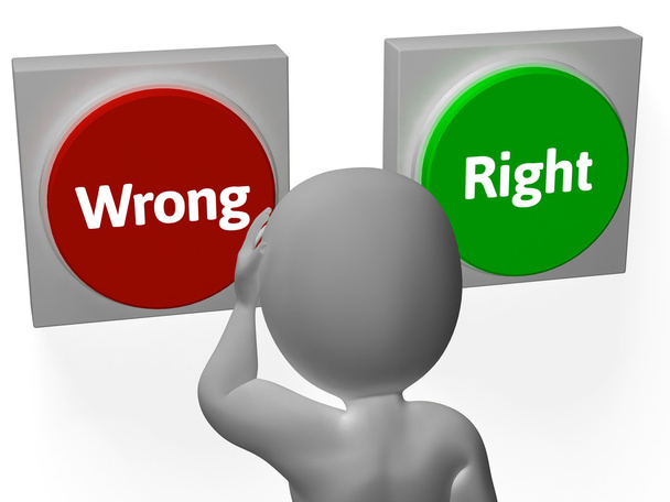 falsche rechte Tasten zeigen Wahrheit oder Irrtum - Foto, Bild